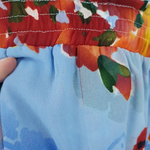 Misa Los Angeles Enya Floral Sheer Mini Dress Long Sleeve Orange & Blue Women XL - Picture 14 of 15